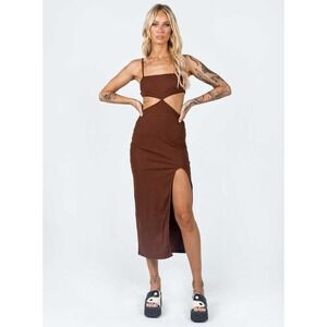 Princess Polly Brown Cut Out Midi Dress Large New Without Tags